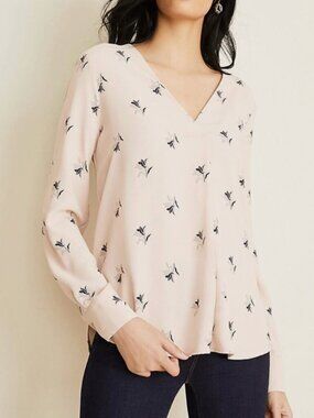 Ann Taylor NWT Floral Pink/Beige Blouse